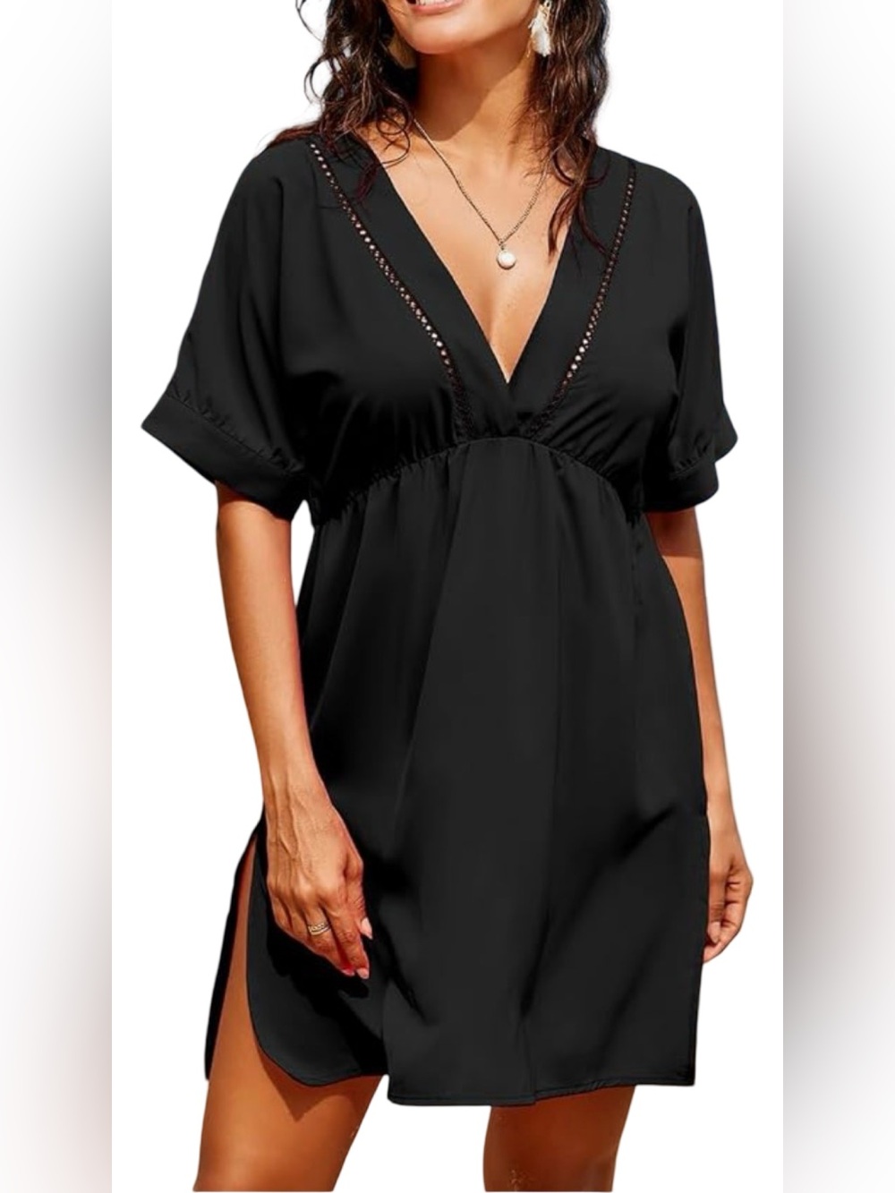 NWT Dokotoo Swimsuit Coverup for Women
Hollow Out V Neck Short Sleeve